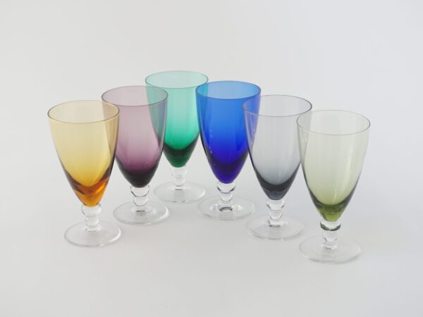 Set of six colored flutes