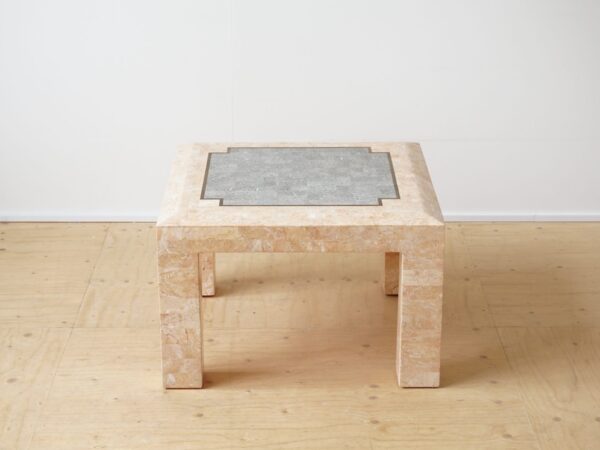 Pink and grey fossil stone coffee table