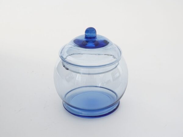 Blue glass sugar pot