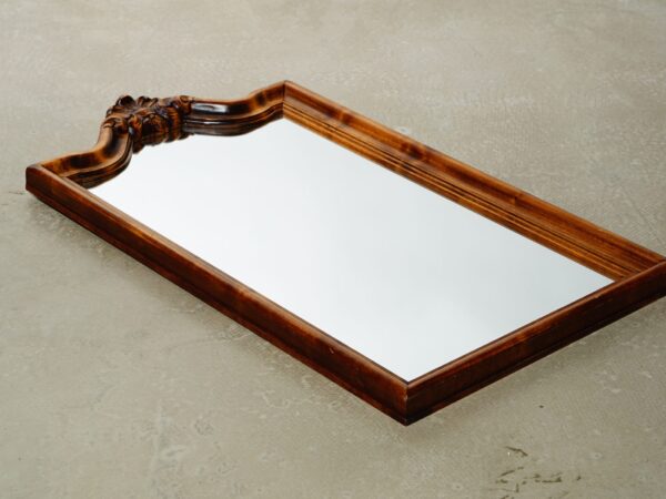 Mirror with Wooden Frame and Decorative Ornament