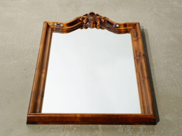 Mirror with Wooden Frame and Decorative Ornament