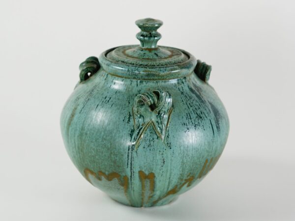 Vintage Pottery with triple handled Lidded Urn