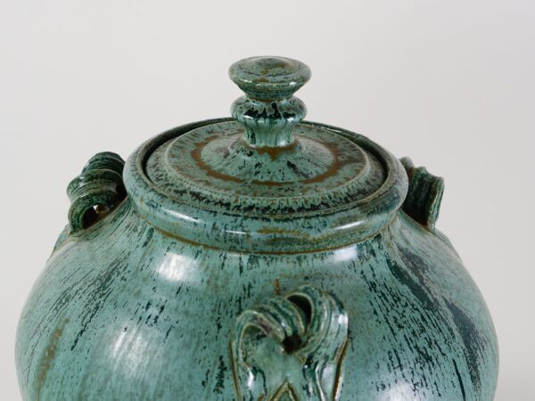 Vintage Pottery with triple handled Lidded Urn