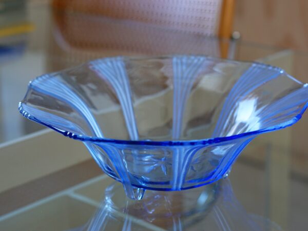 Vintage Crystal Glass Blue Bowl