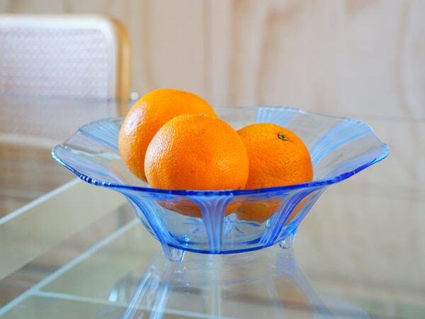 Vintage Crystal Glass Blue Bowl